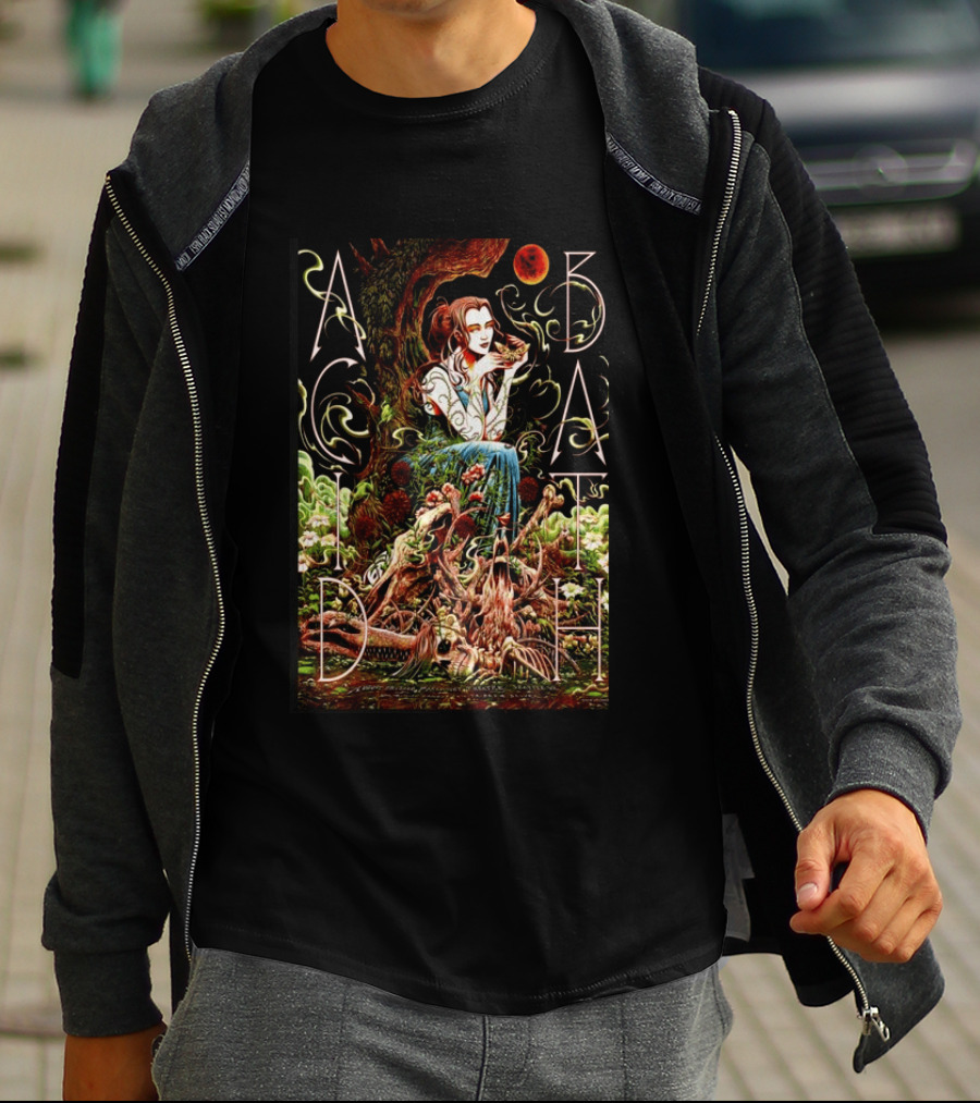 Acid Bath Seattle 2026 Concert Ethereal Woman And Enchanted Forest Scene With Red Moon T-Shirt