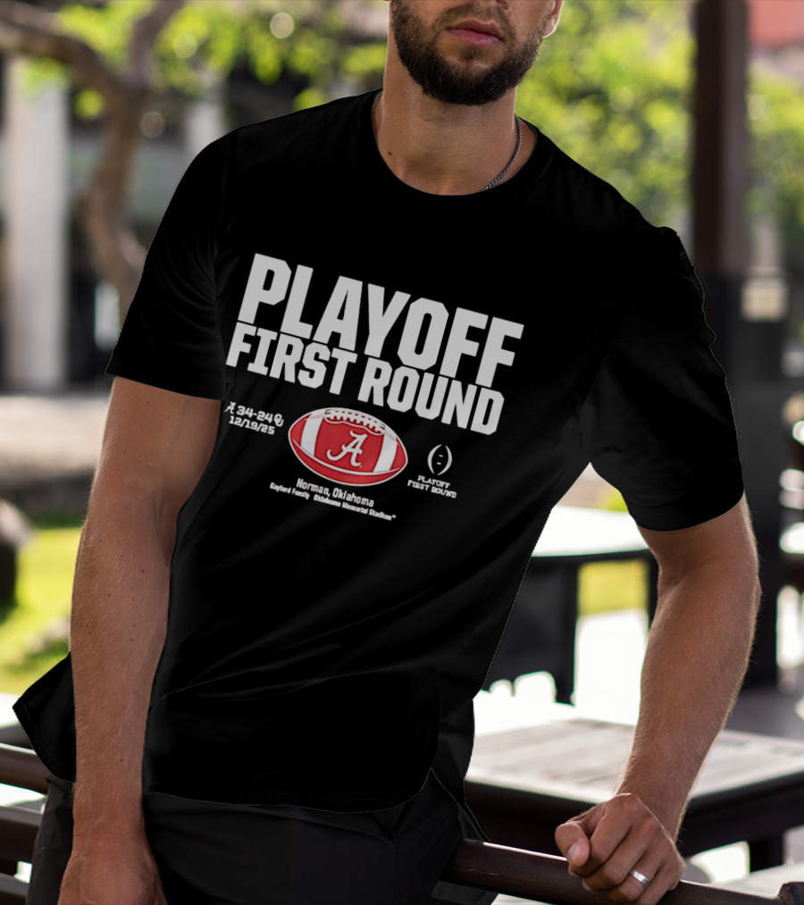 Alabama Crimson Tide 2025 Playoff First Round Winner 34 25 Norman Oklahoma T-Shirt