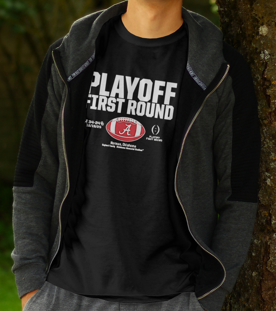 Alabama Crimson Tide 2025 Playoff First Round Winner 34 25 Norman Oklahoma T-Shirt