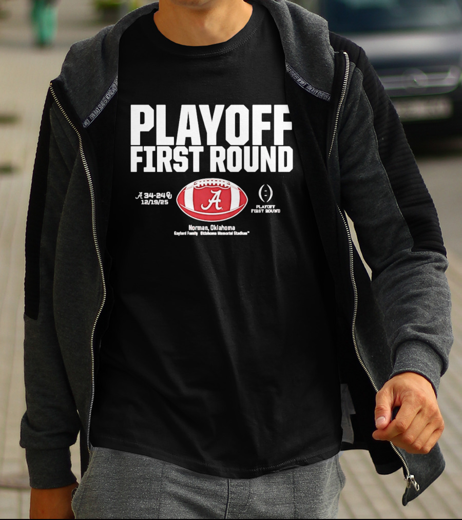 Alabama Crimson Tide 2025 Playoff First Round Winner 34 25 Norman Oklahoma T-Shirt