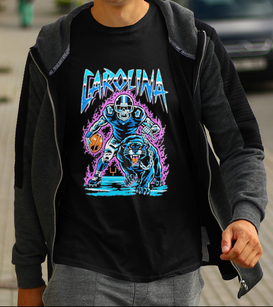 Carolina Panthers Football Skeleton With Panther T-Shirt