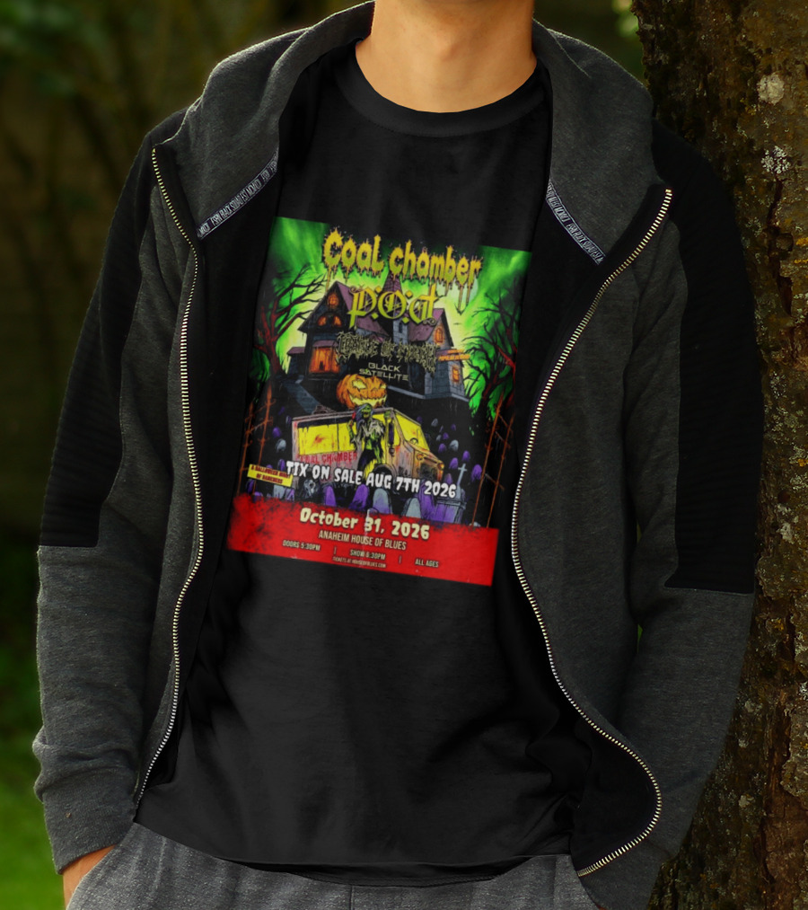 October 31 2026 Coal Chamber Pod Temple Of Brutality Black Satellite Anaheim House Of Blues T-Shirt