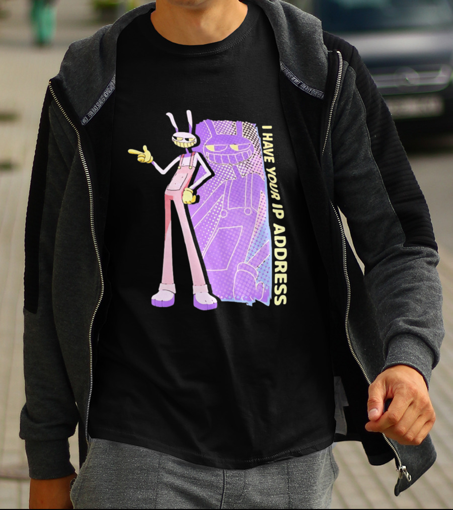 Jax I Have Your IP Address Meme Character In Overalls T-Shirt