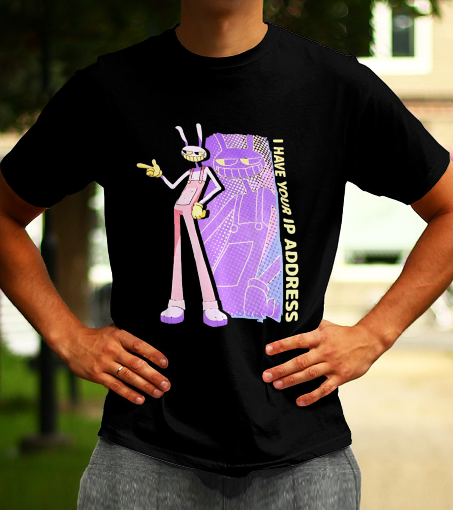 Jax I Have Your IP Address Meme Character In Overalls T-Shirt