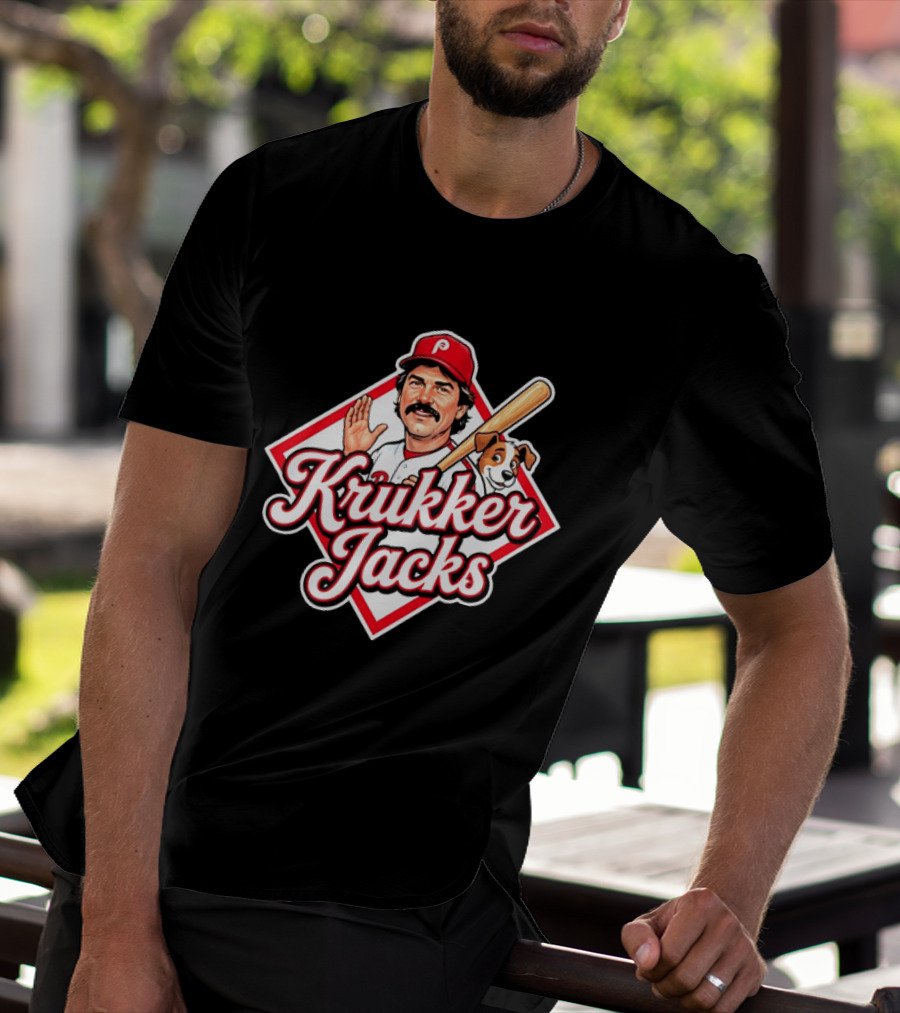 Krukker Jacks Philadelphia Phillies Baseball Player With Dog T-Shirt