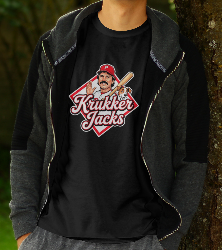 Krukker Jacks Philadelphia Phillies Baseball Player With Dog T-Shirt