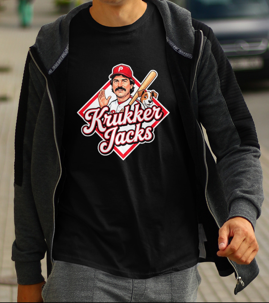 Krukker Jacks Philadelphia Phillies Baseball Player With Dog T-Shirt