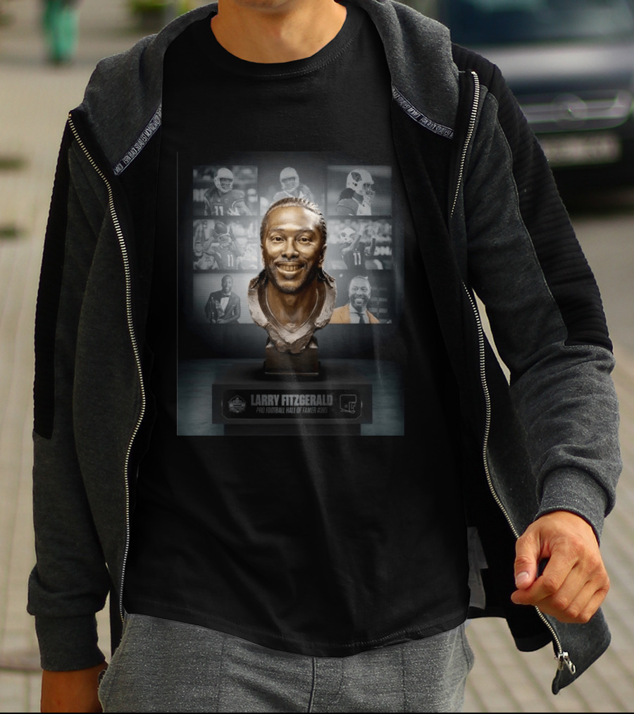 Larry Fitzgerald Pro Football Hall Of Famer #385 Bust NFL Highlights T-Shirt