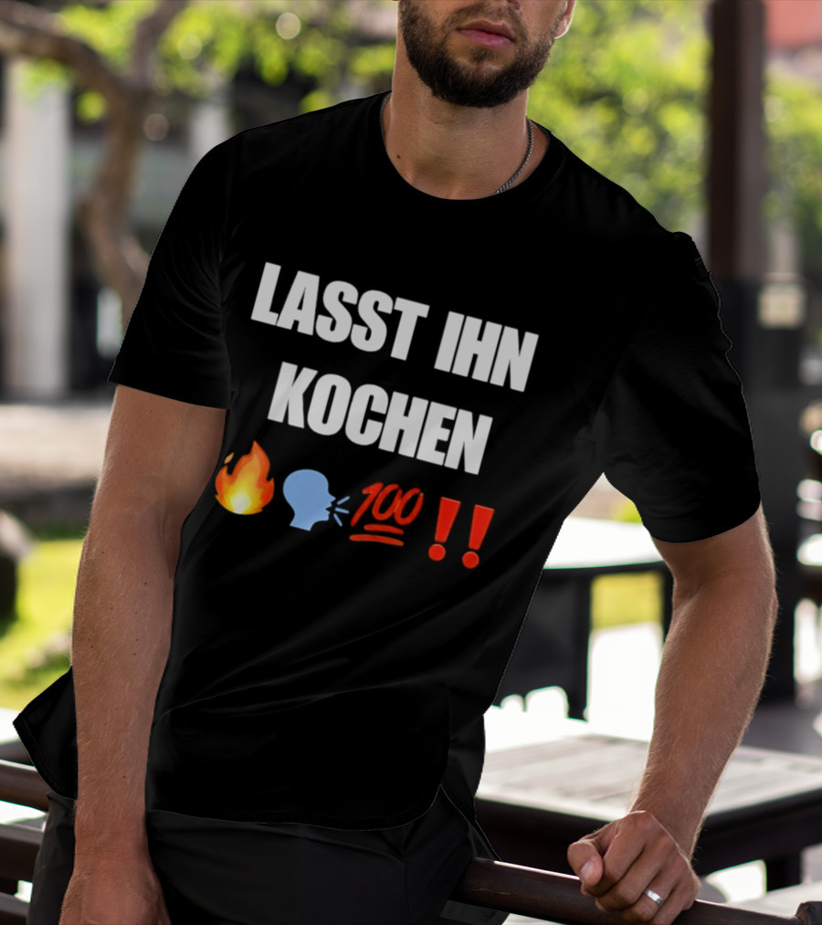 Lasst Ihn Kochen Fire Emoji Speech Bubble 100 Emoji Exclamation Points T-Shirt