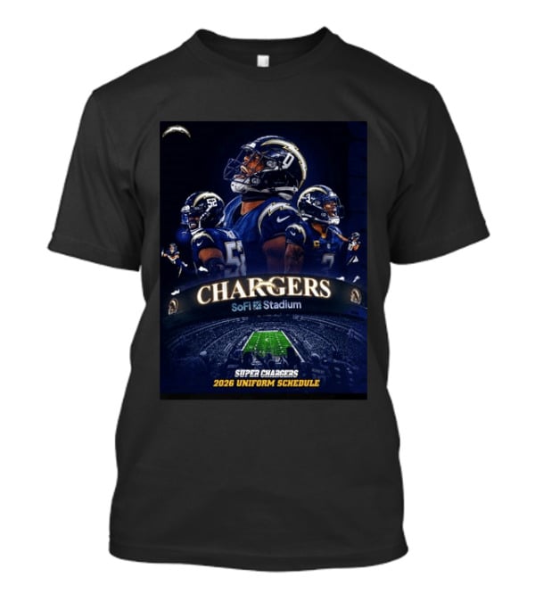 Los Angeles Chargers Super Chargers SoFi Stadium 2026 Uniform Schedule T-Shirt