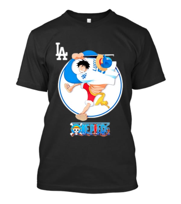 Los Angeles Dodgers Monkey D Luffy One Piece Crossover MLB Collaboration T-Shirt