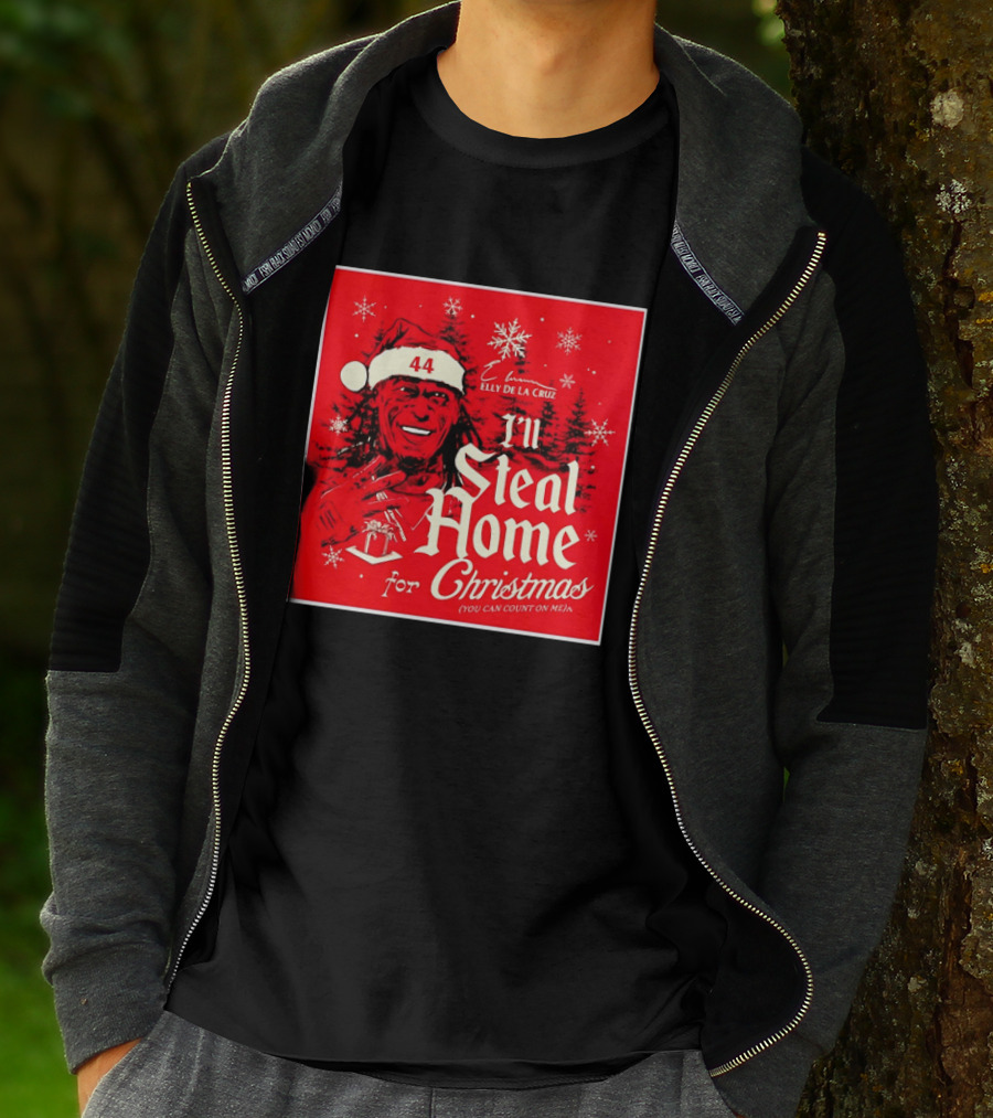 Elly De La Cruz Cincinnati Reds 44 I'll Steal Home For Christmas T-Shirt