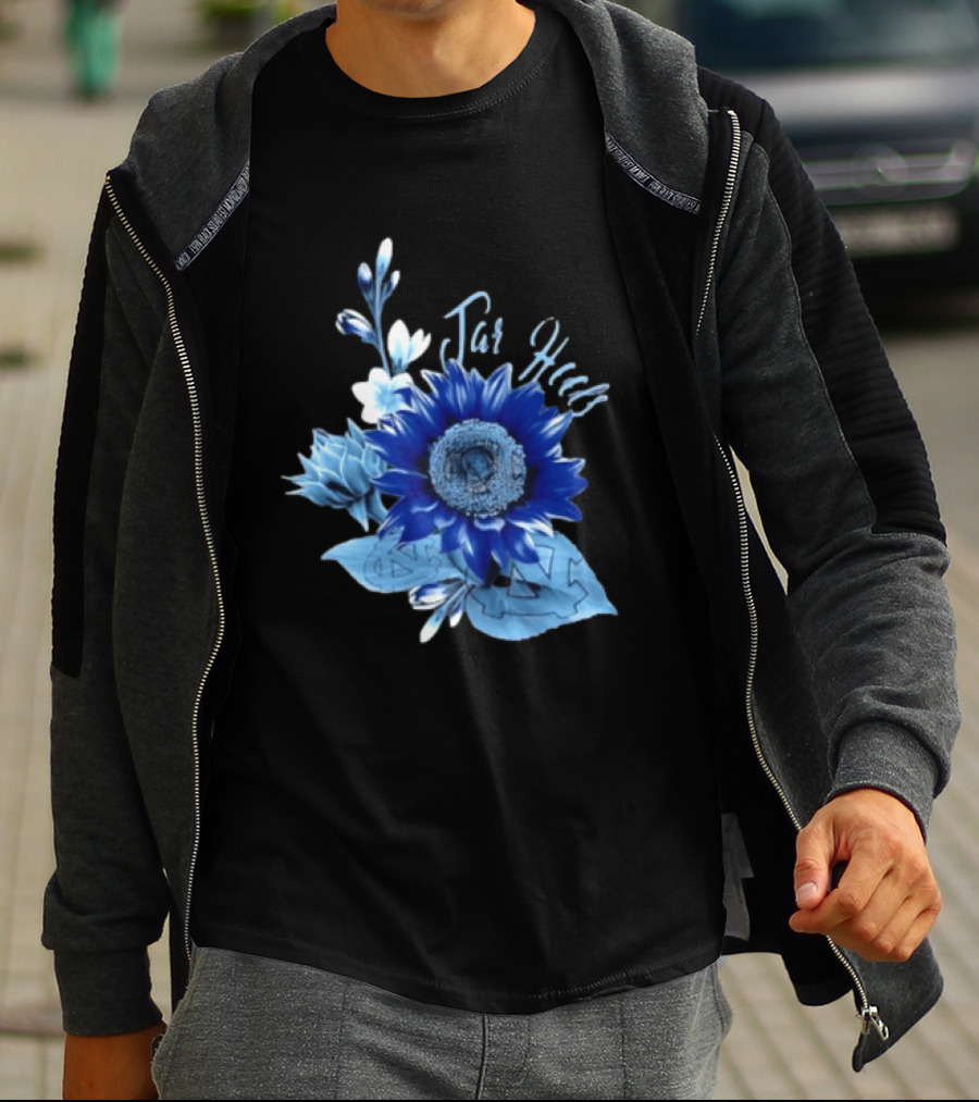 North Carolina Tar Heels Sunflower Floral Football T-Shirt