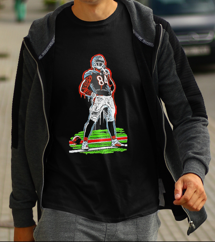 Original Colston Loveland Chicago Bears 84 Football Arms Akimbo Celly Graffiti T-Shirt