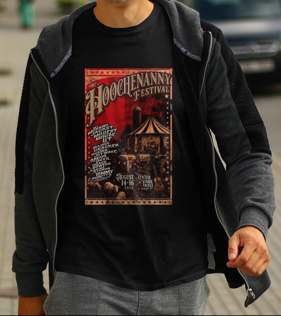 Hoochennany Festival Fairport My Morning Jacket Modest Mouse August 14 16 2026 Center Park West Lineup T-Shirt
