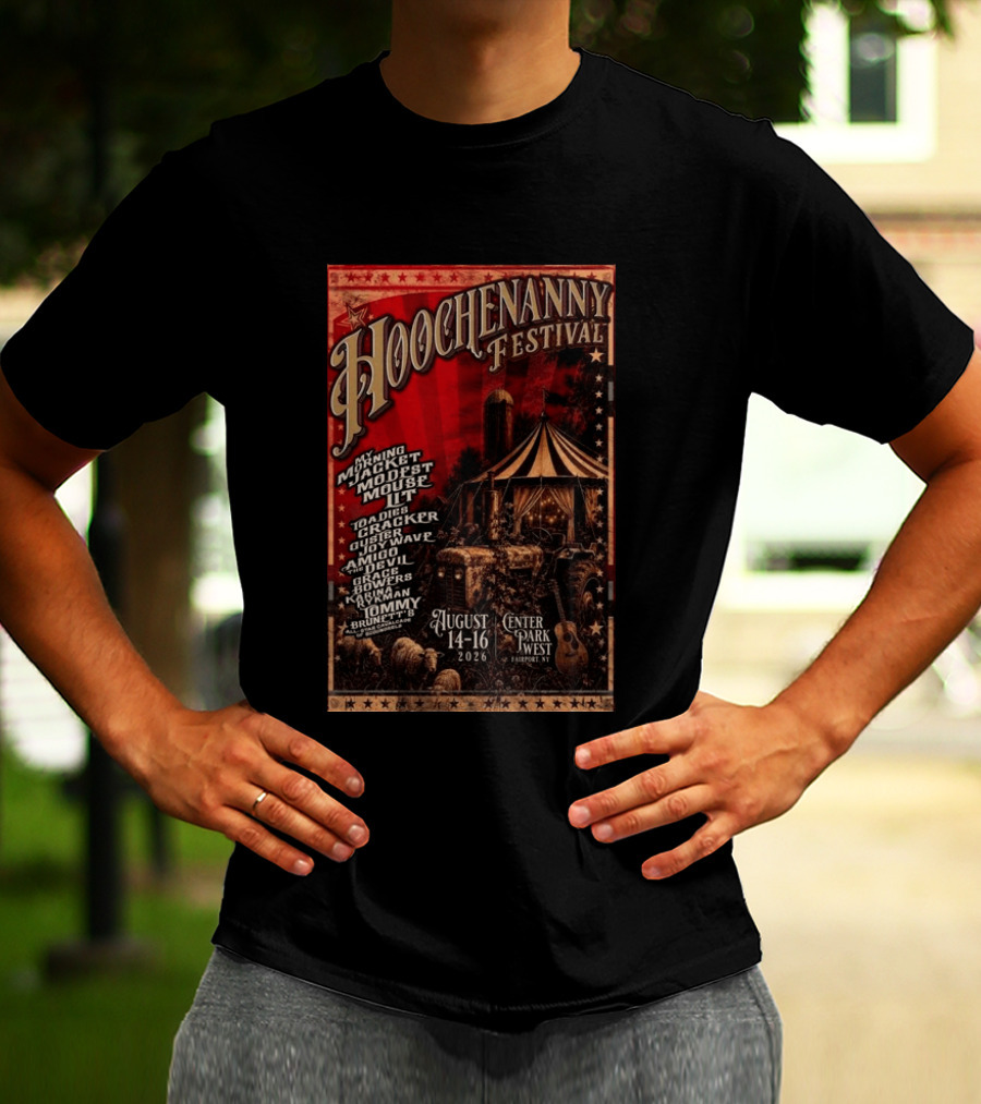 Hoochennany Festival Fairport My Morning Jacket Modest Mouse August 14 16 2026 Center Park West Lineup T-Shirt