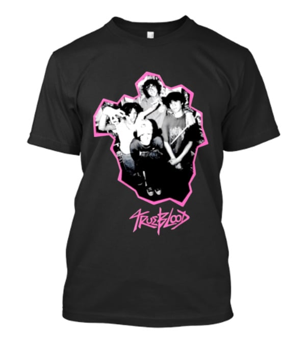 Trueblood Band Vintage Black And White Group Photo With Pink T-Shirt