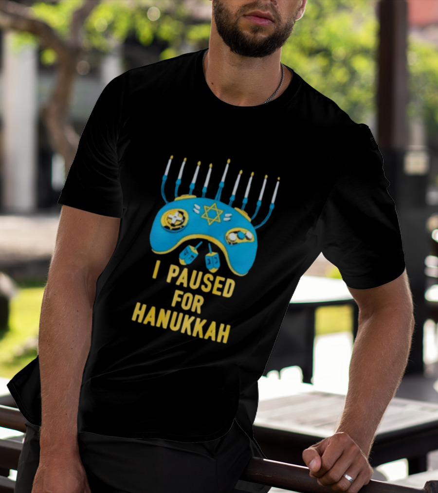 I Paused For Hanukkah Menorah Gaming Controller Star Of David T-Shirt