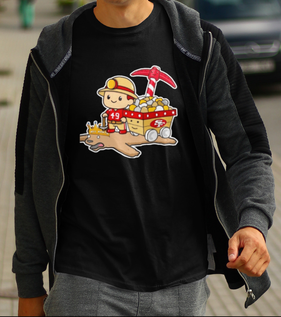 San Francisco 49ers Stop The Cardiac Bears Miner Character With Pickaxe And Cart T-Shirt