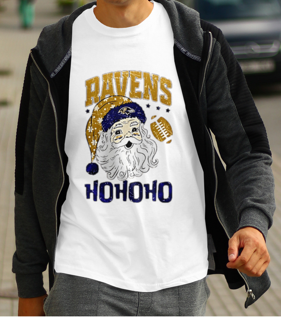 Baltimore Ravens Santa Claus Ho Ho Ho Merry Christmas T-Shirt