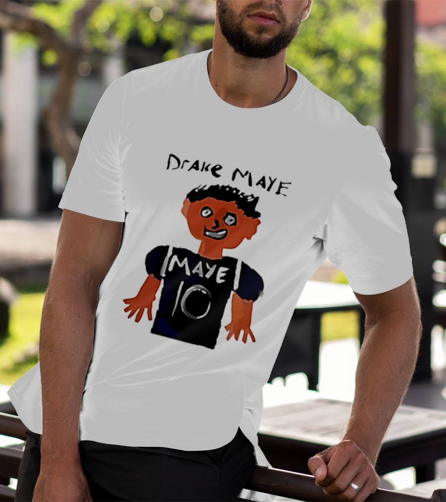Drake Maye 10 Caricature Drawing New England Patriots T-Shirt