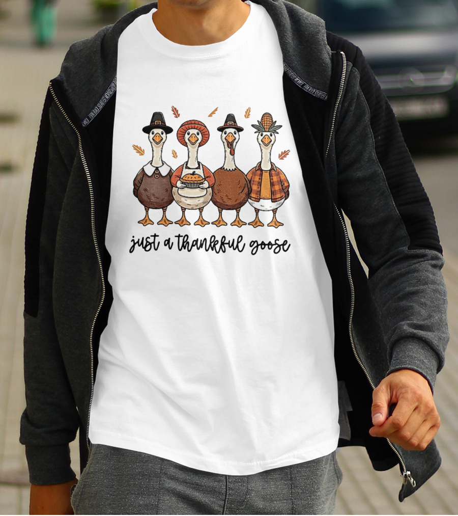 Thankful Goose Thanksgiving Characters 2025 T-Shirt