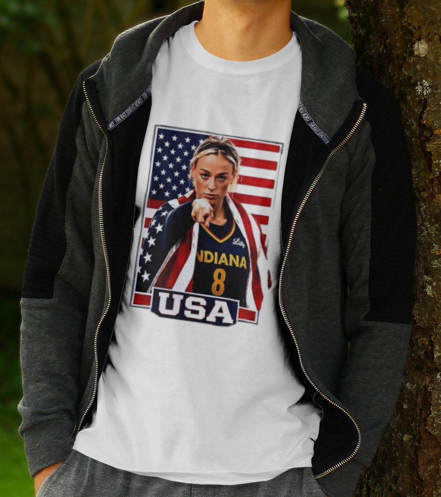 Indiana Fever WNBA Player Pointing American Flag USA Basketball Sports T-Shirt