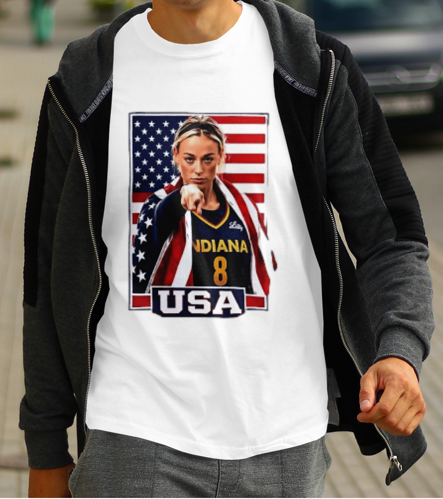 Indiana Fever WNBA Player Pointing American Flag USA Basketball Sports T-Shirt