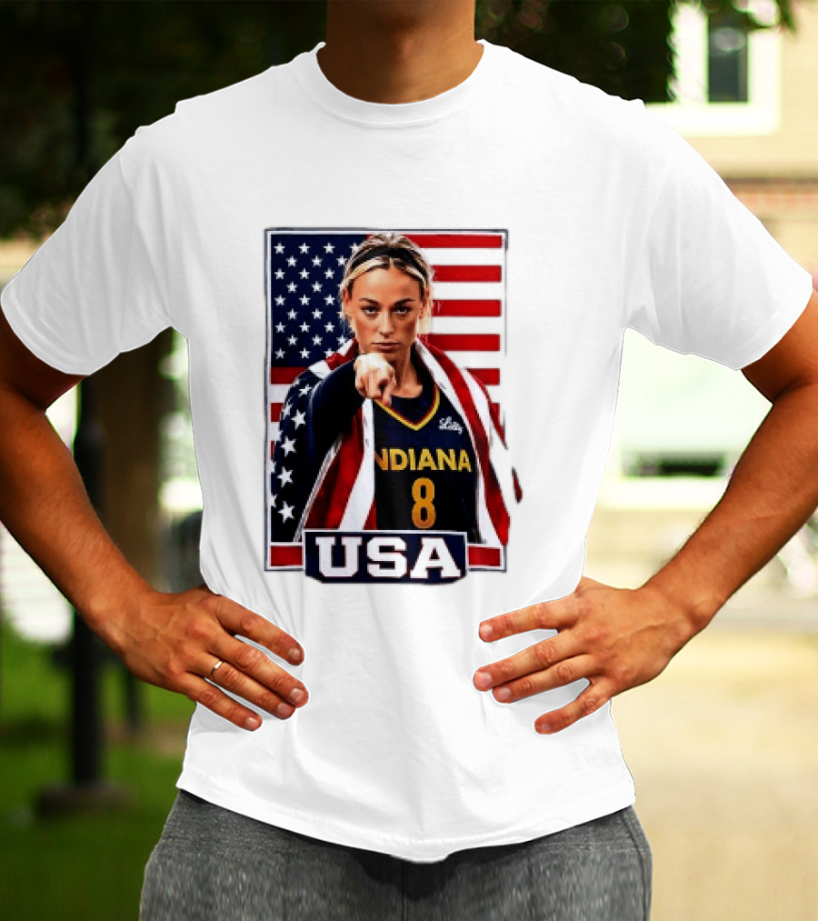 Indiana Fever WNBA Player Pointing American Flag USA Basketball Sports T-Shirt