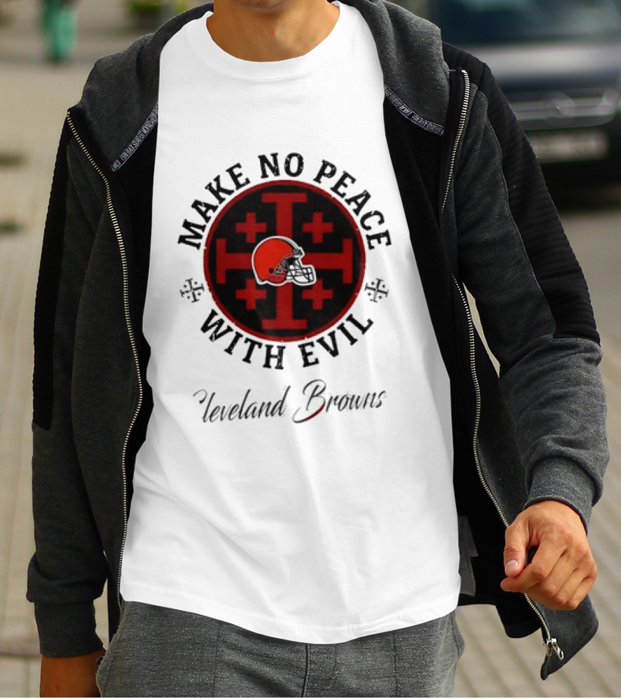Cleveland Browns Make No Peace With Evil Red Cross Helmet T-Shirt