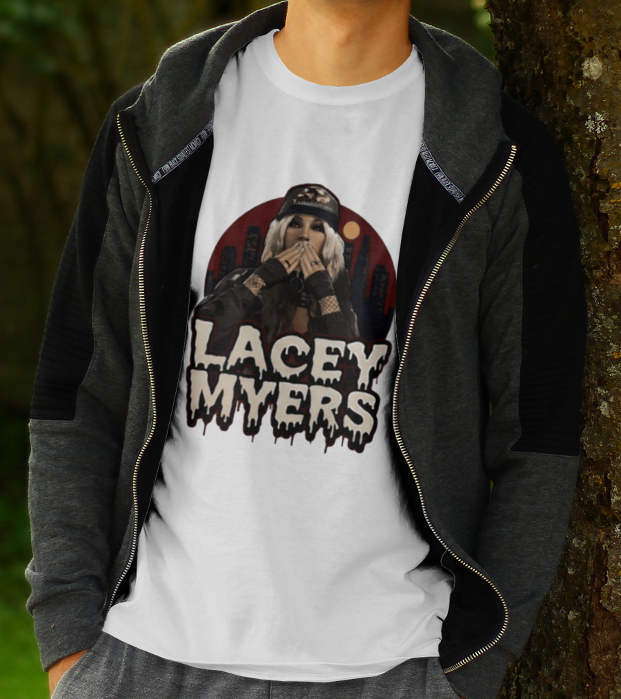 Lacey Myers City Skyline Red Moon Horror T-Shirt