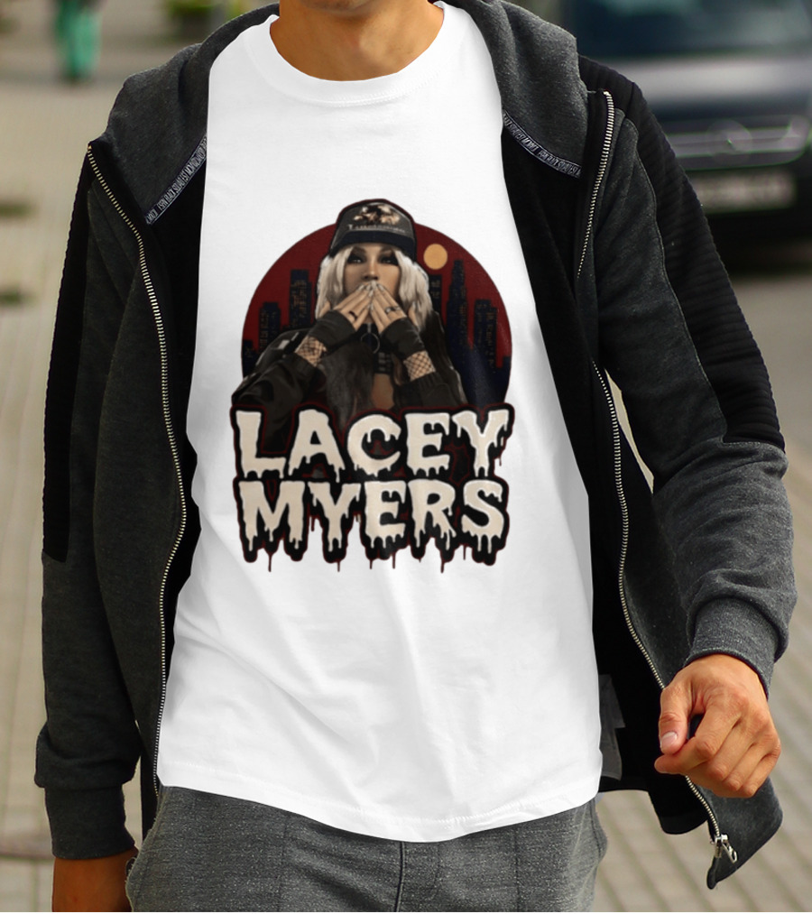 Lacey Myers City Skyline Red Moon Horror T-Shirt