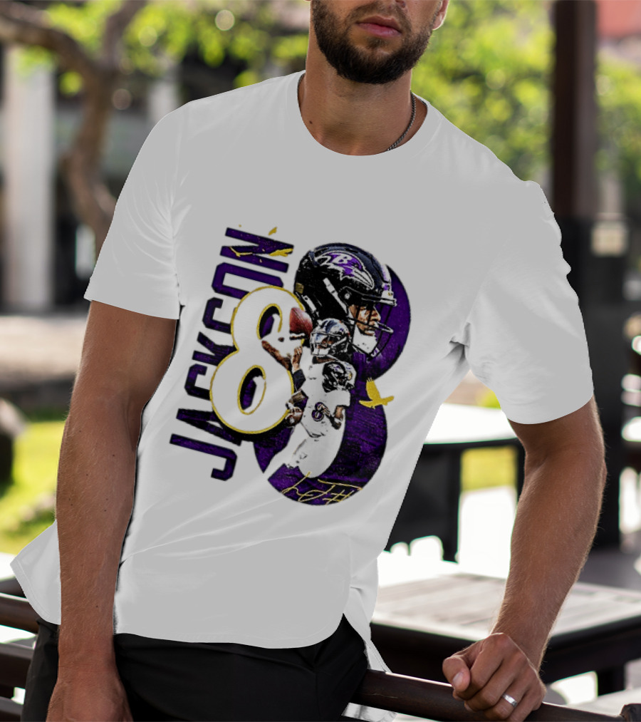 Lamar Jackson 8 Baltimore Ravens NFL Football Star Player T-Shirt