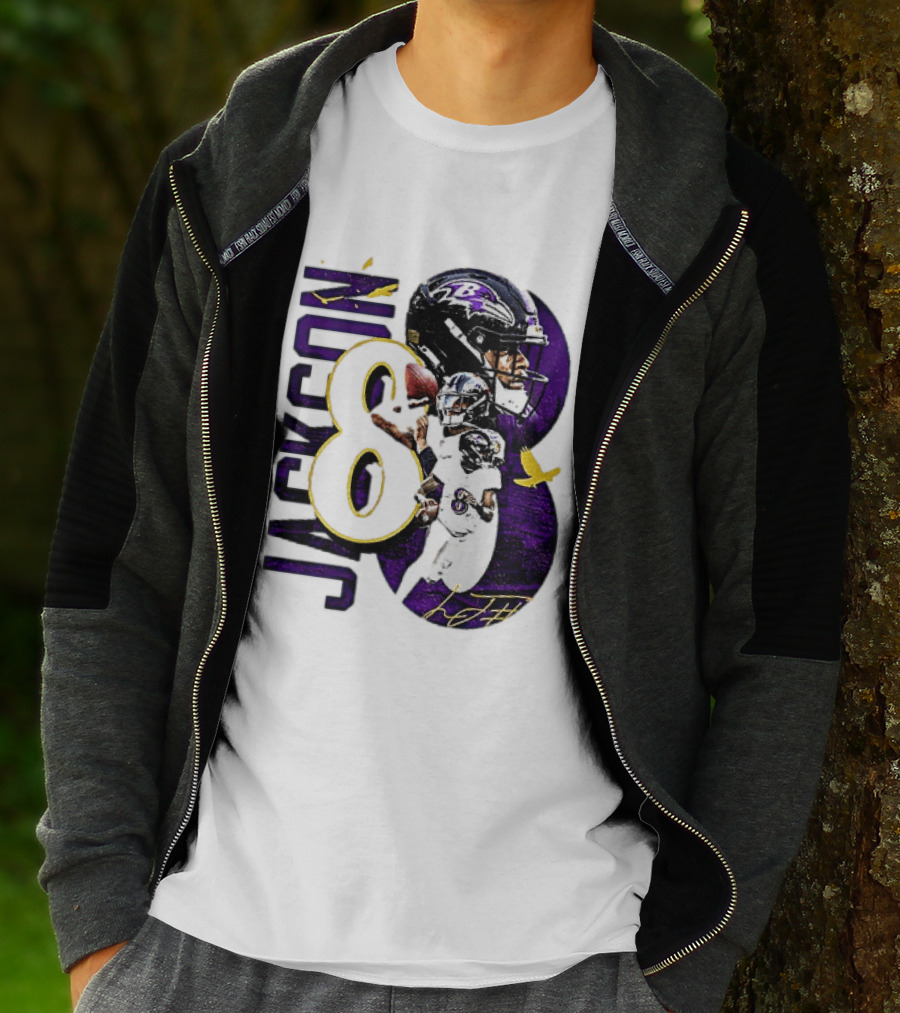 Lamar Jackson 8 Baltimore Ravens NFL Football Star Player T-Shirt