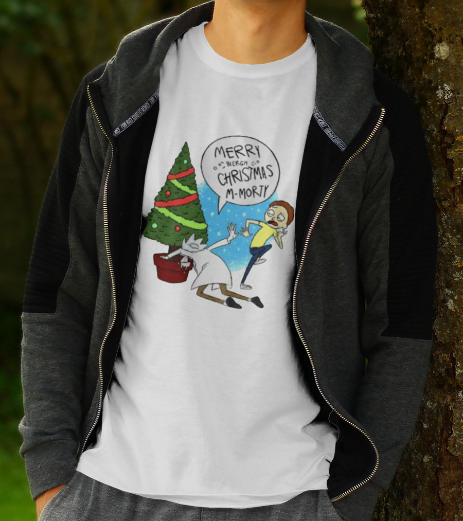 Merry Blergh Christmas M Morty Drunk Ricks Greeting Rick And Morty T-Shirt