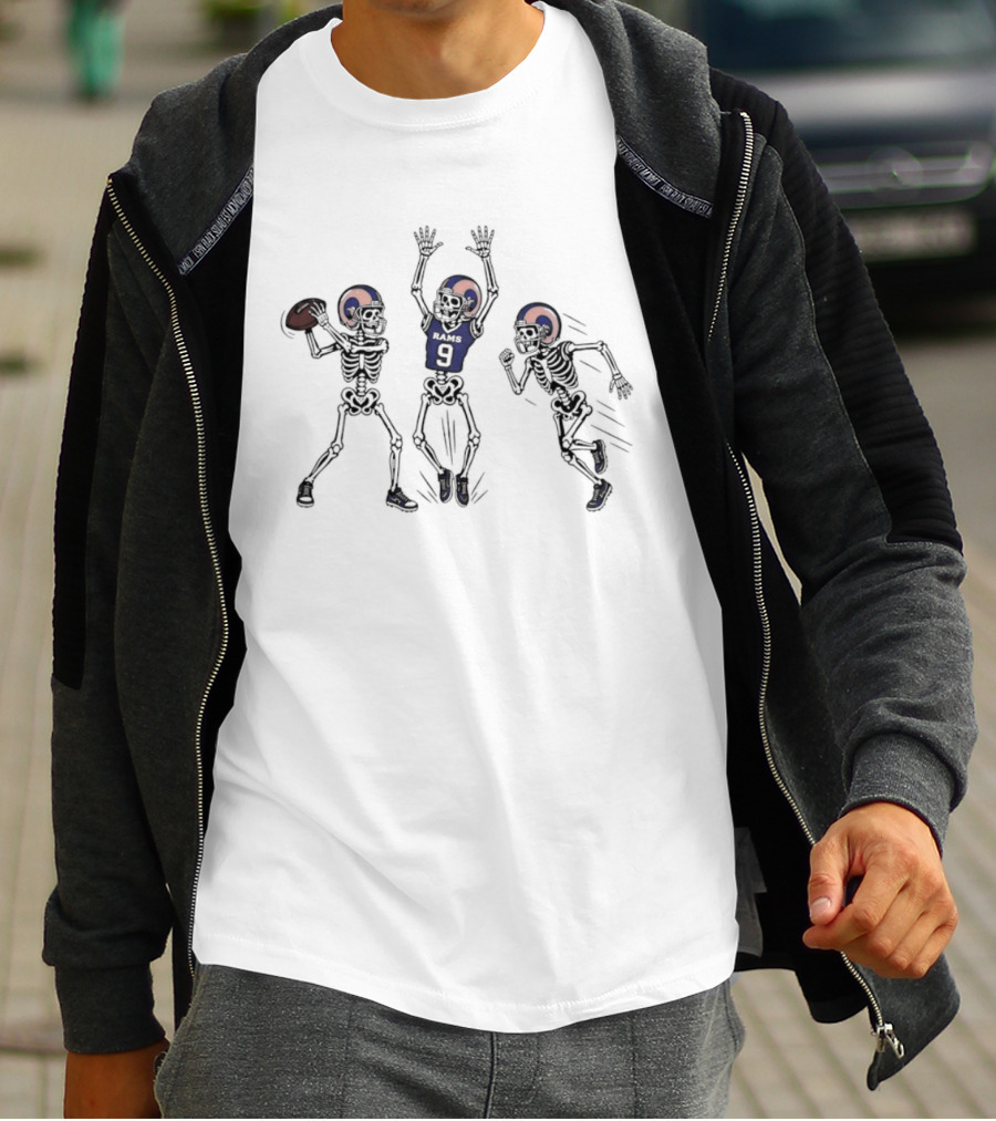Los Angeles Rams Matthew Stafford 9 Skeleton Football Players T-Shirt