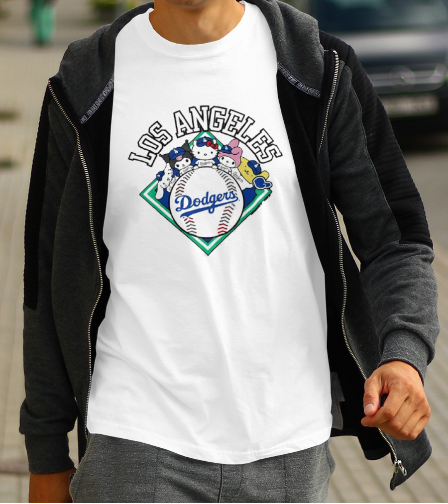 Los Angeles Dodgers Sanrio Baseball Characters T-Shirt