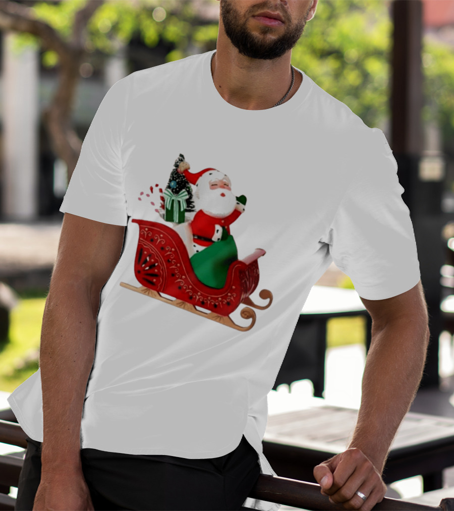 Santa Showtoppers Mini Tree Hallmark White Sleigh Christmas Scene T-Shirt