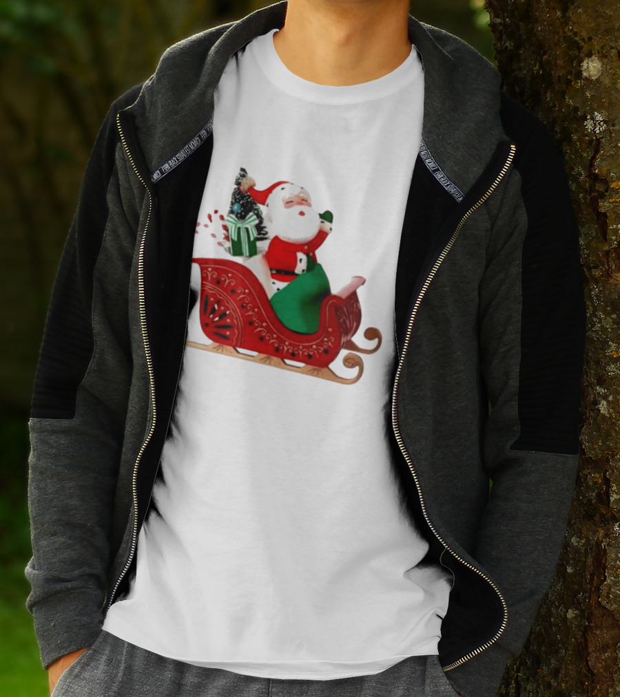 Santa Showtoppers Mini Tree Hallmark White Sleigh Christmas Scene T-Shirt