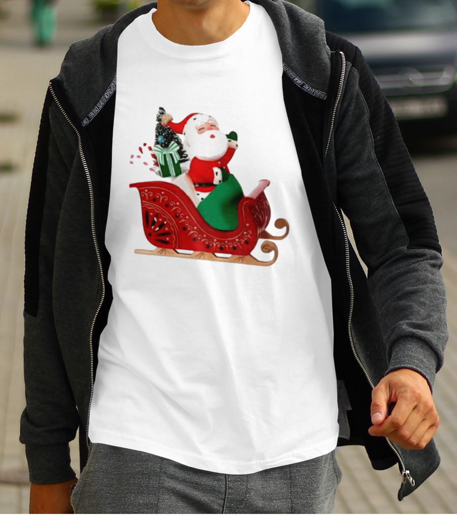 Santa Showtoppers Mini Tree Hallmark White Sleigh Christmas Scene T-Shirt