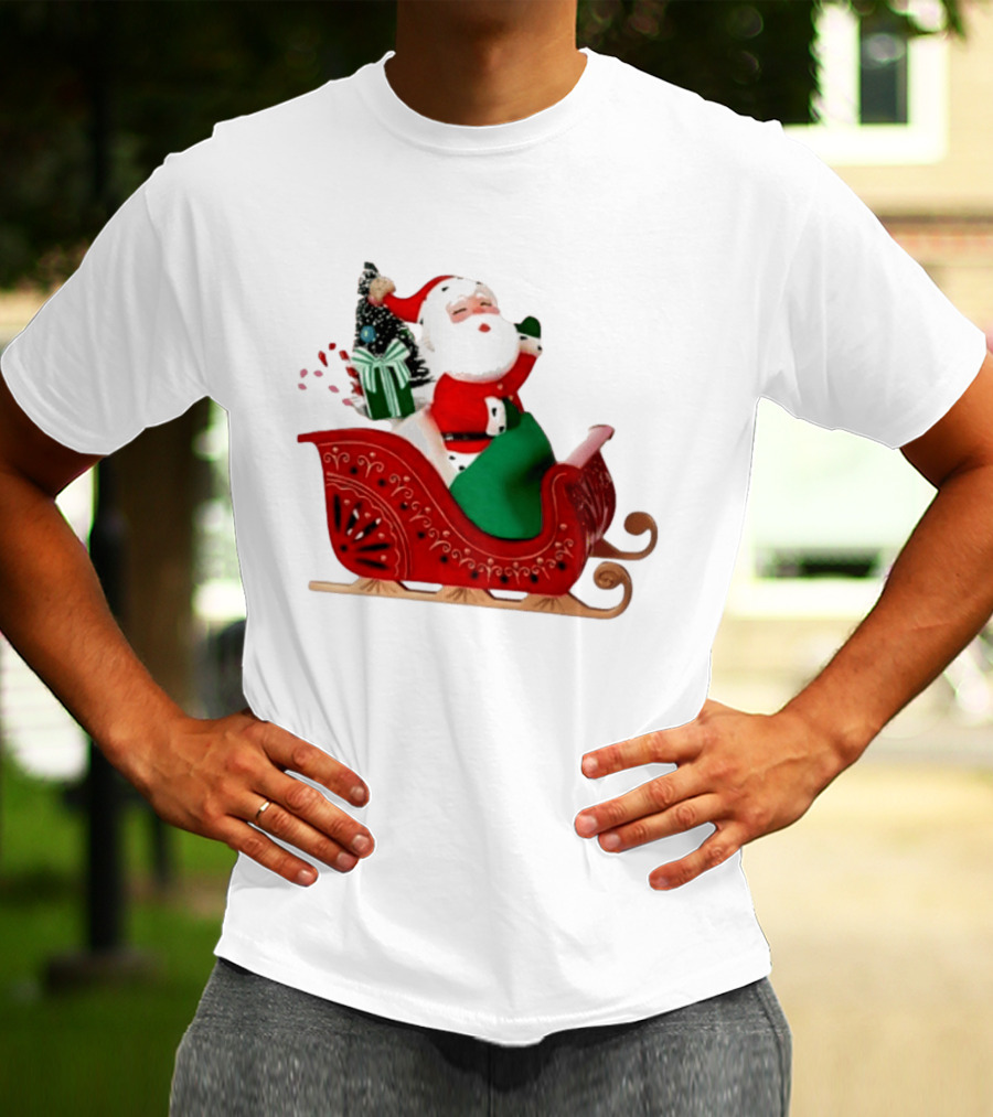 Santa Showtoppers Mini Tree Hallmark White Sleigh Christmas Scene T-Shirt