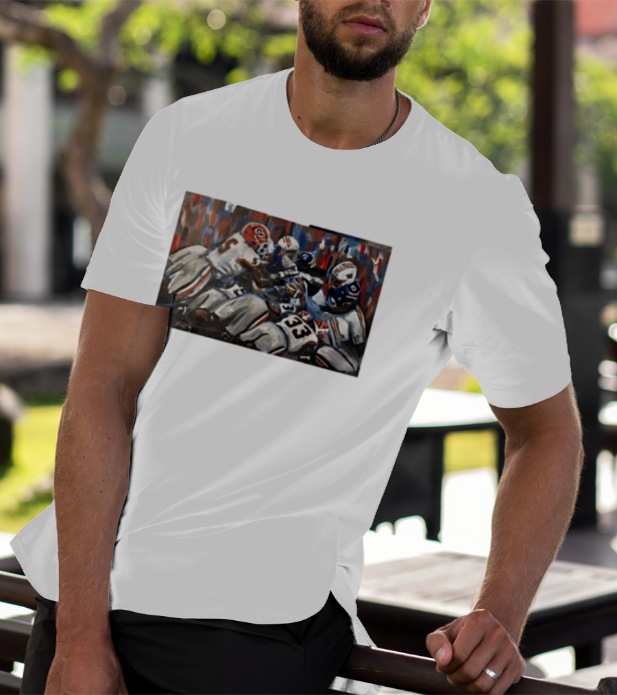 Georgia Bulldogs Auburn Tigers College Football Rivalry Game Day Action T-Shirt