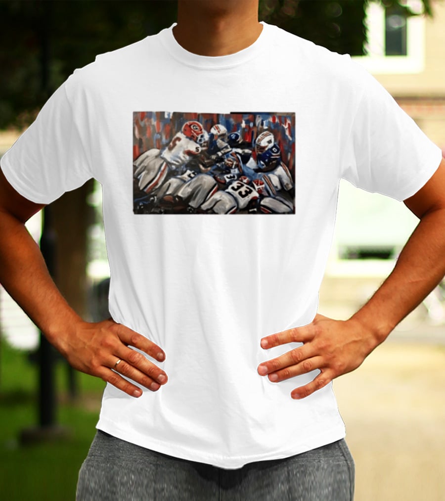 Georgia Bulldogs Auburn Tigers College Football Rivalry Game Day Action T-Shirt