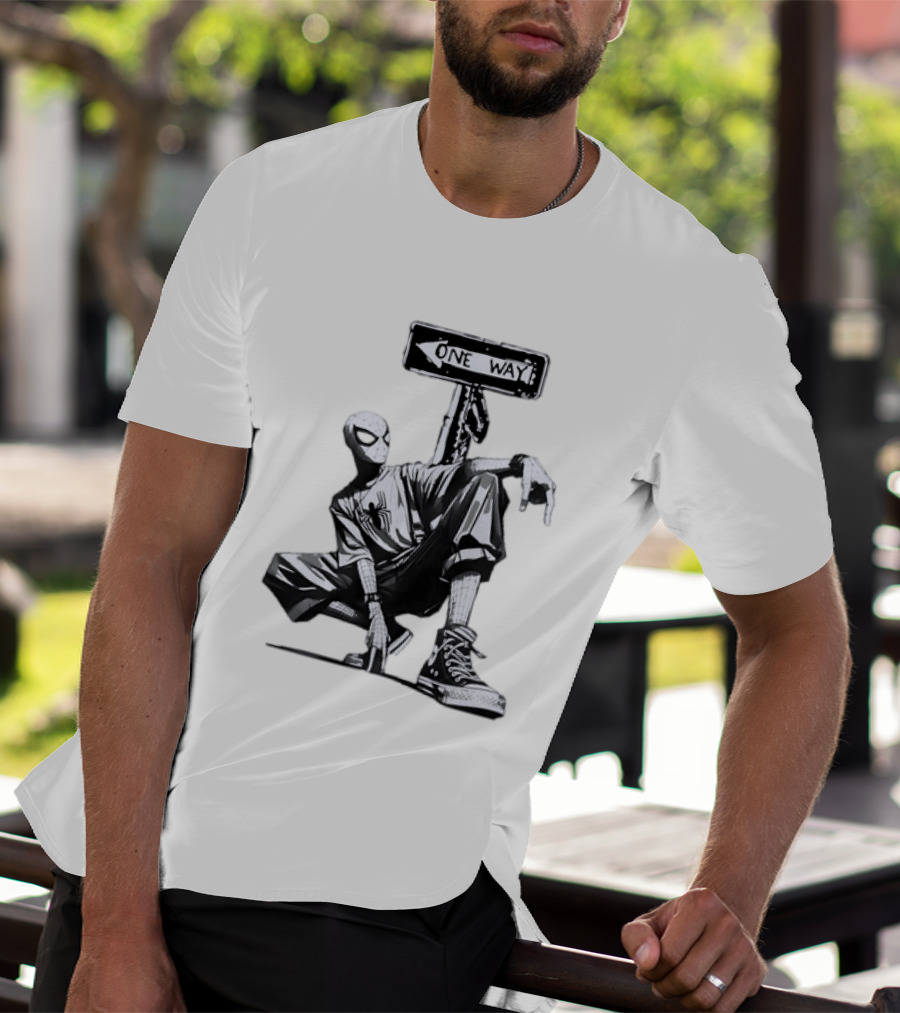 Spider Man One Way Street Pose Marvel Super Hero Converse Sneakers T-Shirt