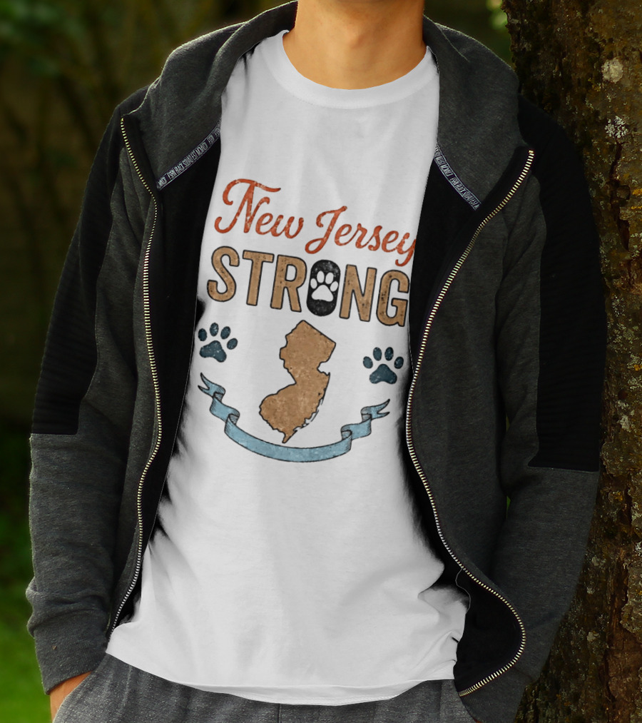 New Jersey Strong Standwithoscar Paw Print State Pride T-Shirt