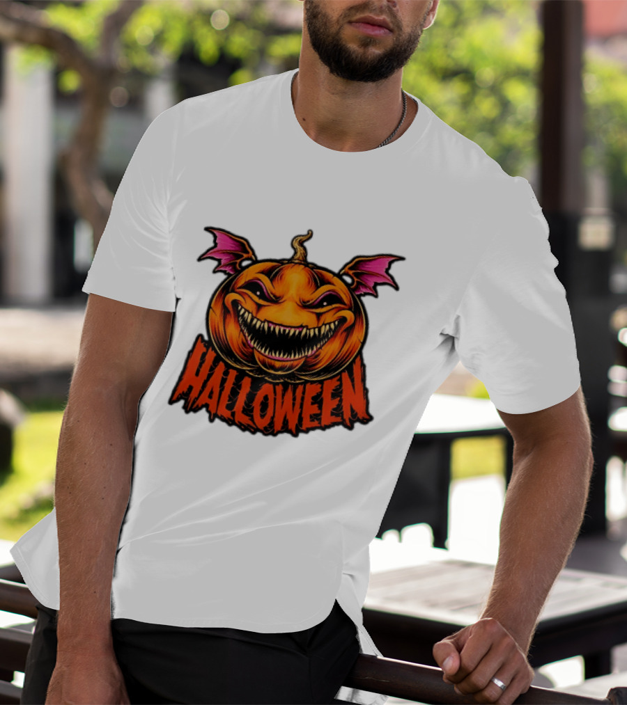 Halloween Bat Winged Jack O' Lantern Pumpkin T-Shirt