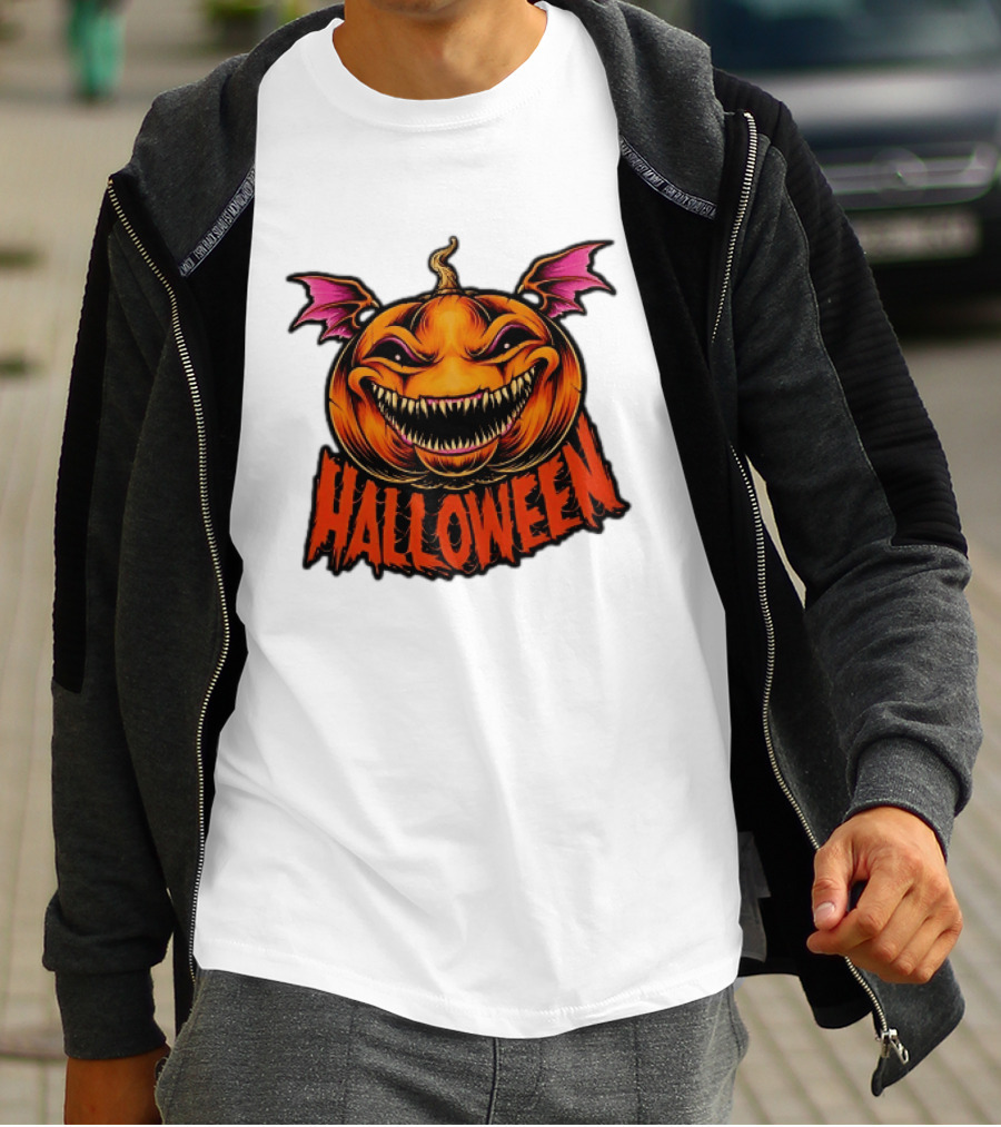 Halloween Bat Winged Jack O' Lantern Pumpkin T-Shirt