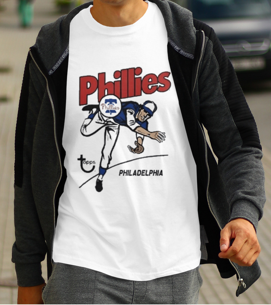 Topps Phillies Philadelphia Baseball Pitcher T-Shirt