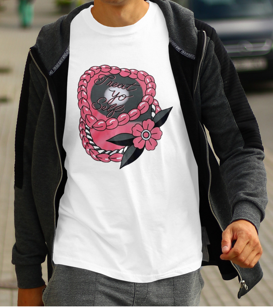 Treat Yo Self Floral Lei Parks And Recreation Pink Flower T-Shirt