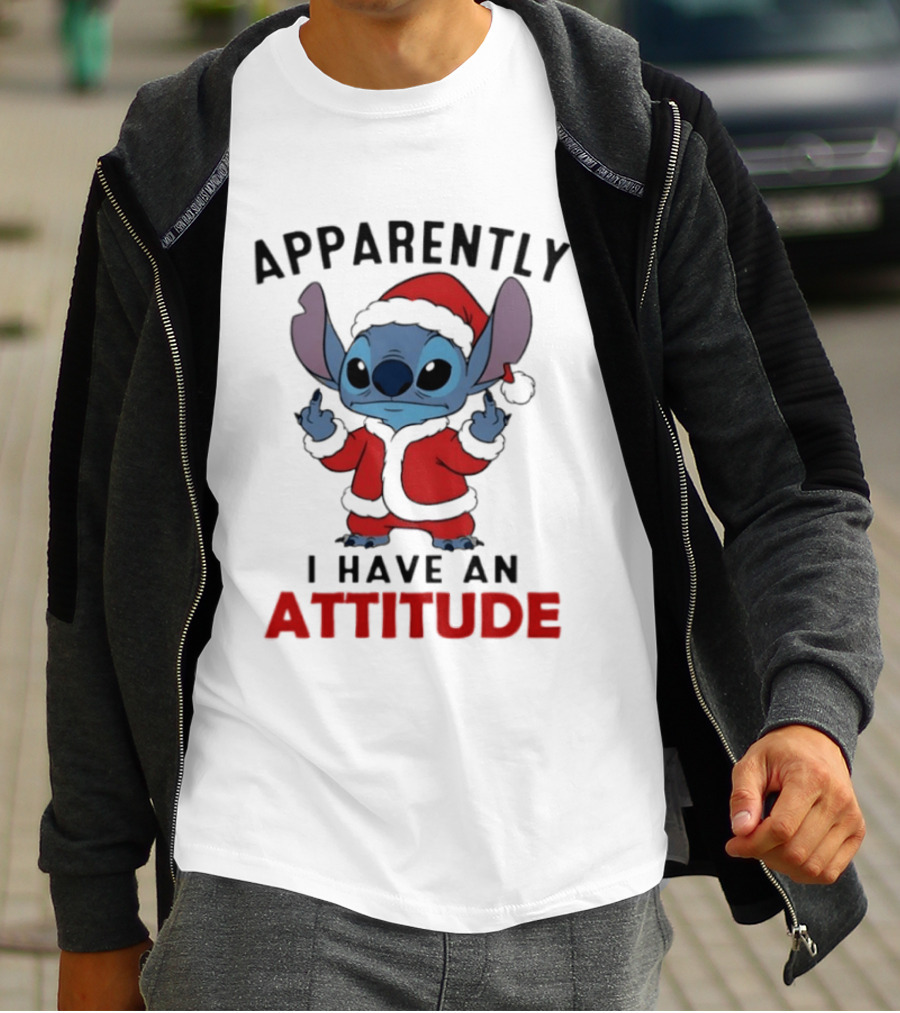 Original Stitch Santa Attitude Apparently I Have An Attitude T-Shirt